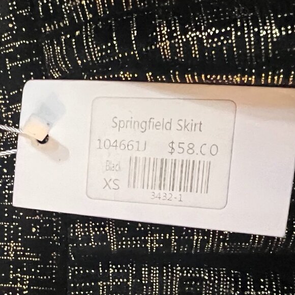 Crimson + Clover Metallic Pleated Springfield Skirt Pull On XS Black Gold - Picture 5 of 5